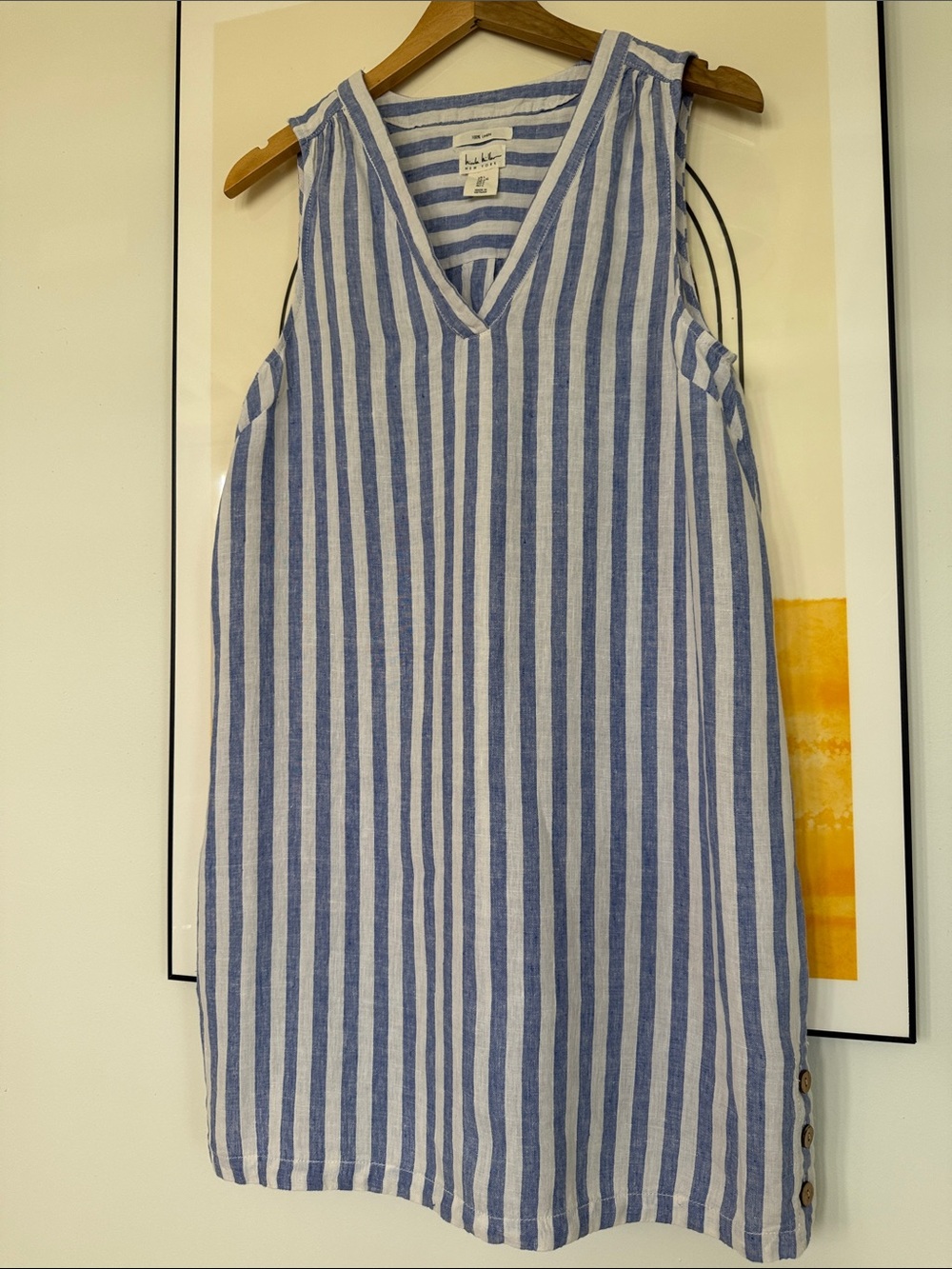 Sleeveless Blue and White Striped Mini Dress